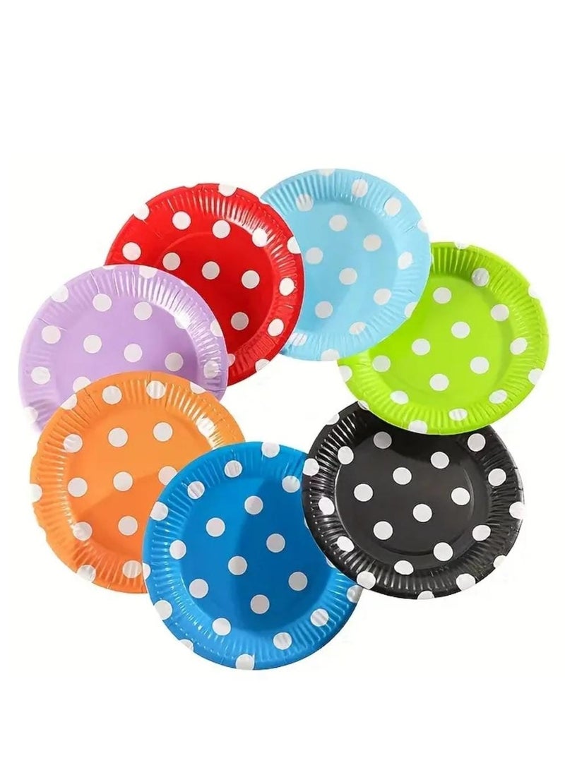 Paper Plates Decorated With Dots, 50 Pieces - Image 1