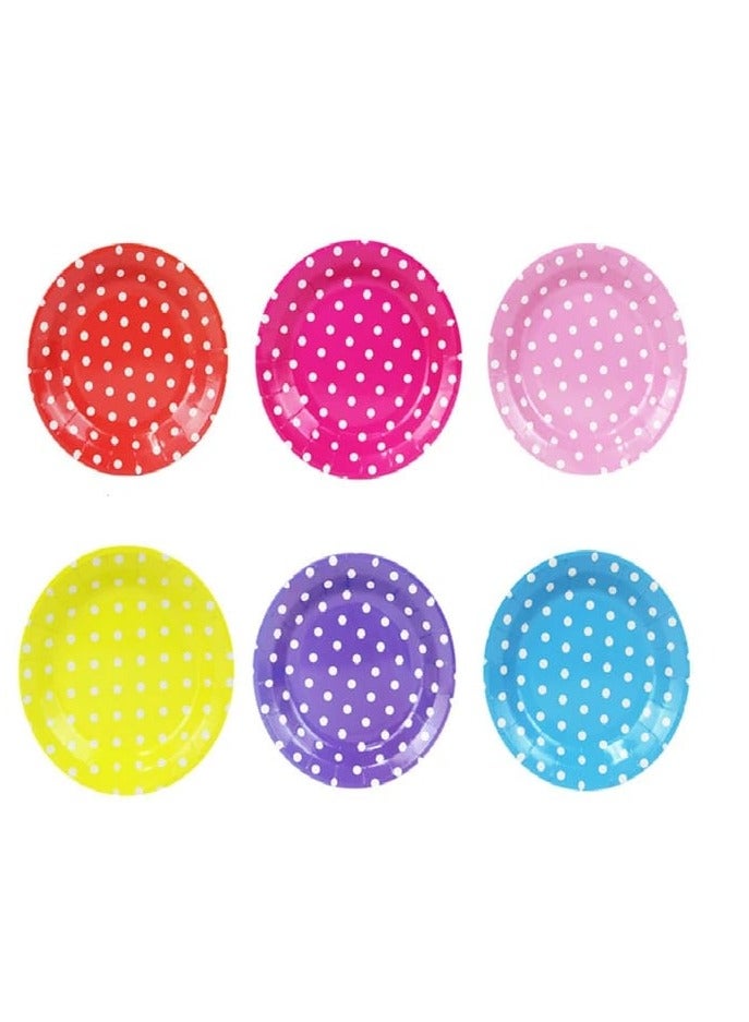 Paper Plates Decorated With Dots, 50 Pieces - Image 2
