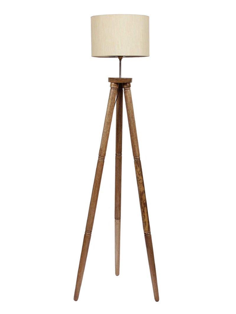 AMDHOME Drum OffWhite Cotton Wooden Tripod Floor lamp - Image 5
