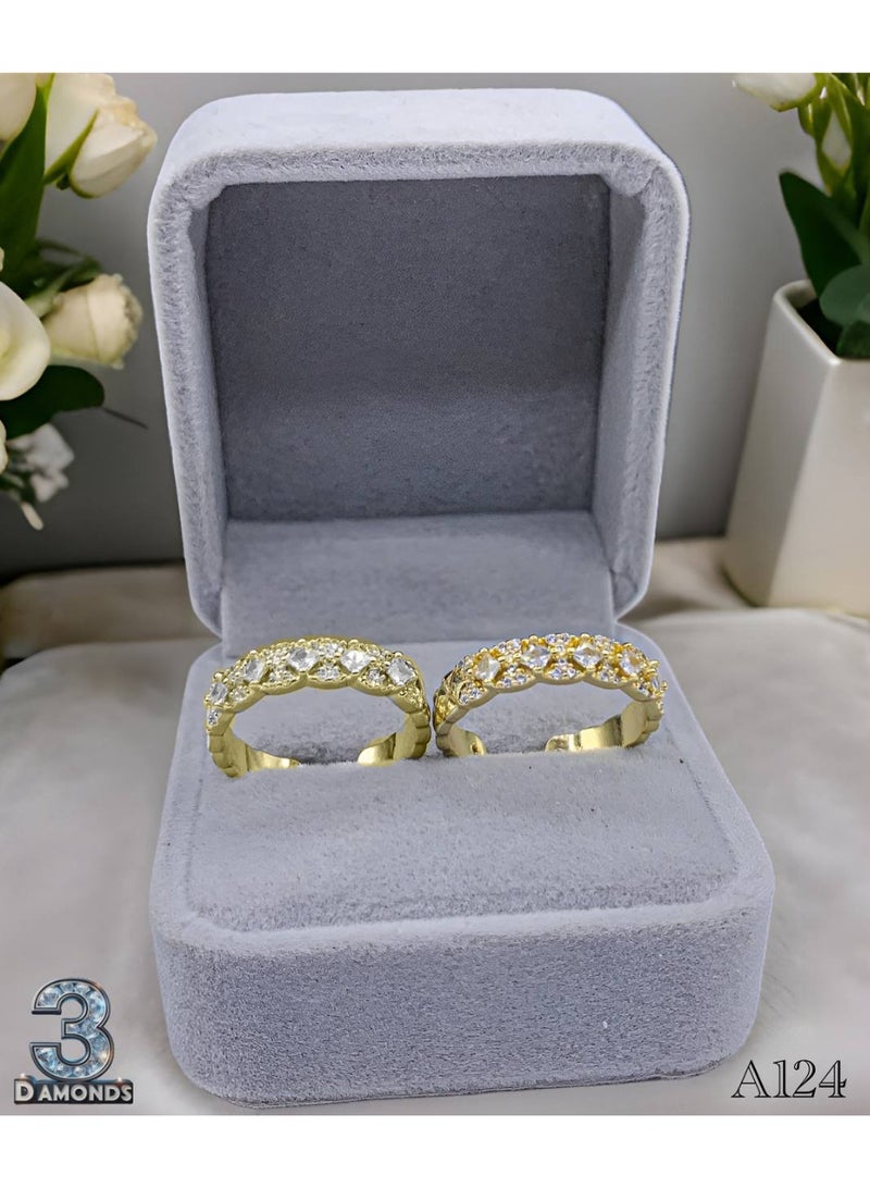 3Diamonds Classic Gold-Plated Women’s Ring – Sparkling Zircon Stone Band 