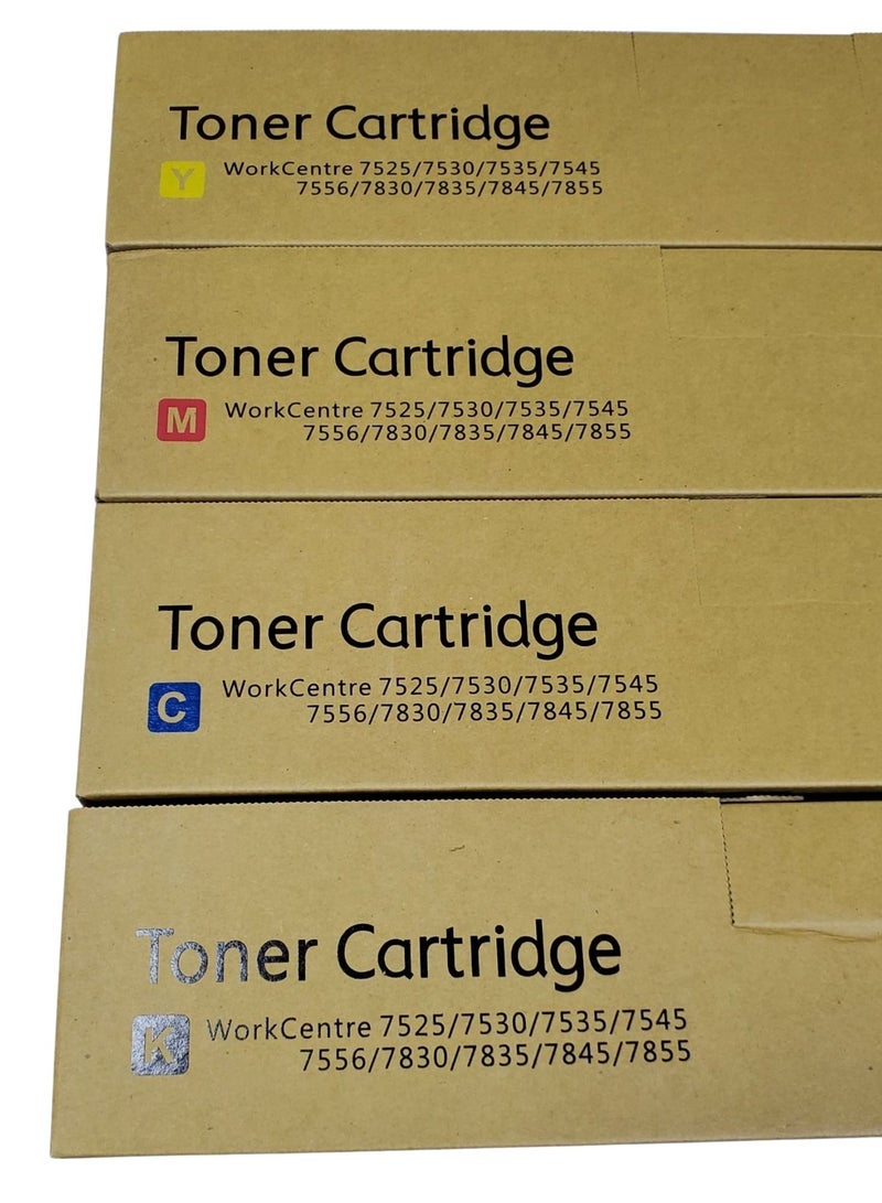 Z-Black Compatible Toner Cartridge for XEROX WORKCENTRE 7525 / 7530 / 7535 / 7545 / 7556 / 7830 / 7835 / 7845 / 7855 (All 4 Pieces Complete Set) - Image 1