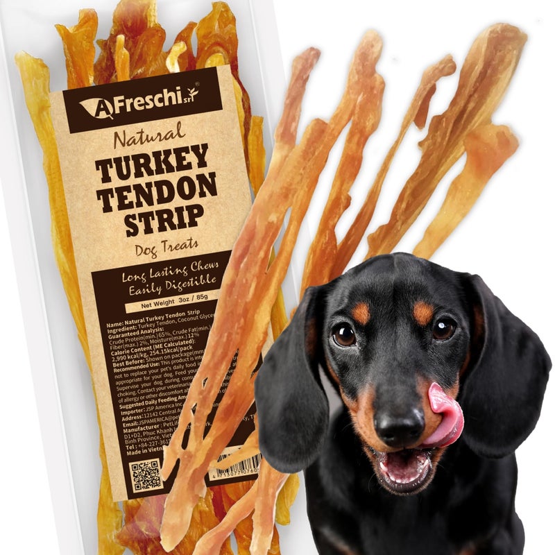 A Freschi srl Afreschi Turkey Tendon for Dogs, Dog Treats for Signature Series, All Natural Human Grade Puppy Chew, Turkey Sourced from USA, Hypoallergenic, Rawhide Alternative, 1 Unit/Pack Strip - Image 2