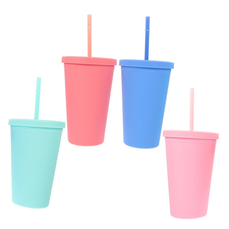Double Walled Insulated Straw Cups Leakproof Lids 4 Pack For Kids Adults Outdoor - Image 2
