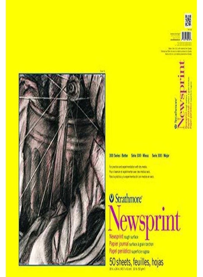 Strathmore 300 Series Newsprint Pad, 18"x24", 50 Sheets, White - Image 1