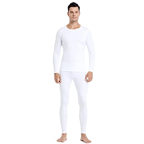 PISIQI Thermal Underwear Men Long Johns Set Ultra-Soft with Fleece Lined Base Layer Winter Skiing Warm Top & Bottom White - Image 5