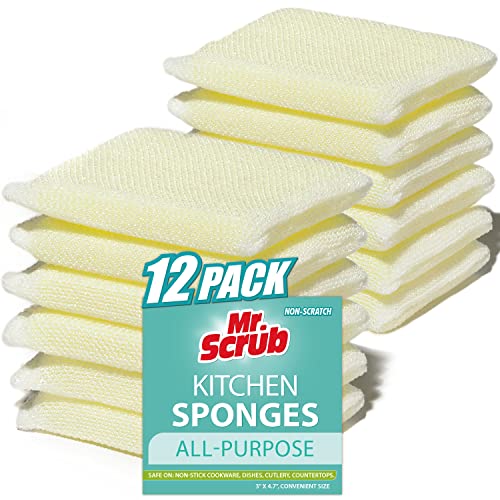 Mr Scrub AllPurpose Sponges Non Scratch for Washing and Cleaning Dishes Premium Scrub and Scrubbers 12 Pads Ideal for Kitchen Bathroom