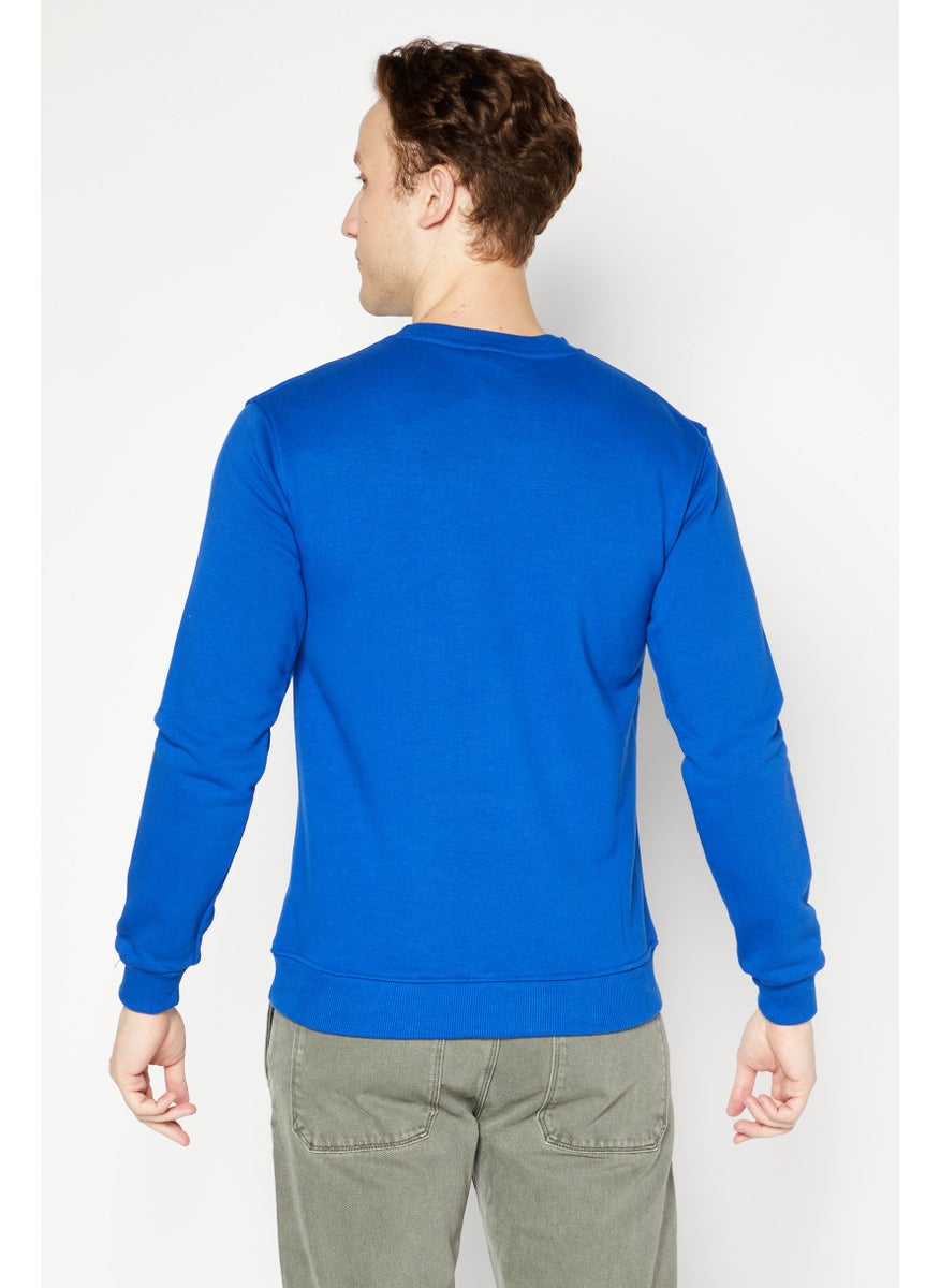 Pan Am Men Crew Neck Long Sleeve Embroidered Logo Sweatshirt, Blue  - Image 3
