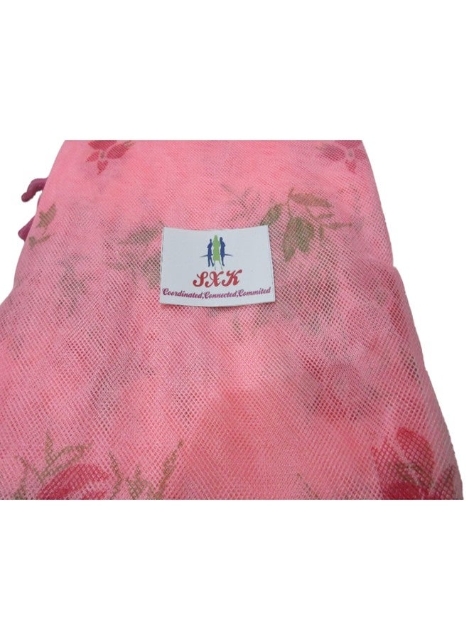 SXK Mosquito net Four Side Hanging Cotton Printed Double Bed with Lace for Mosquito Protection,Room Décor, 6x7Ft.Pink - Image 2