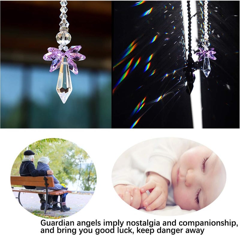 QFkris Rainbow Guardian Angel Crystal Suncatcher as Home/Car Decoration & Porch Decor & Hangings Crystal Glass Ornament for Mom (Purple) - Image 5