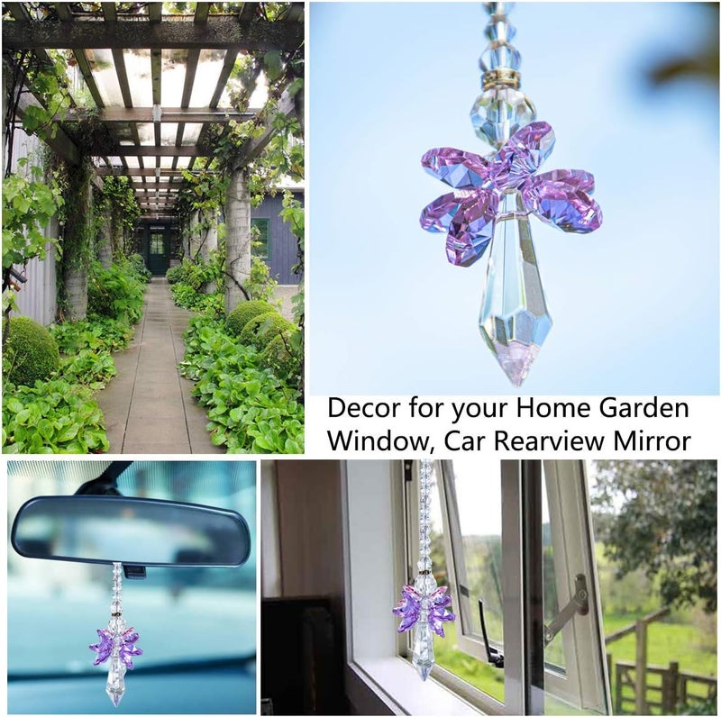 QFkris Rainbow Guardian Angel Crystal Suncatcher as Home/Car Decoration & Porch Decor & Hangings Crystal Glass Ornament for Mom (Purple) - Image 4