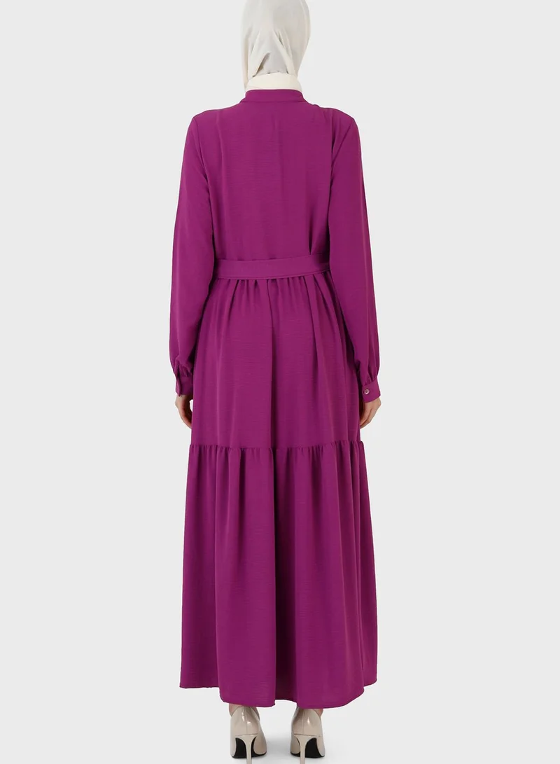 Refka by modanisa Tiered Belted Dress