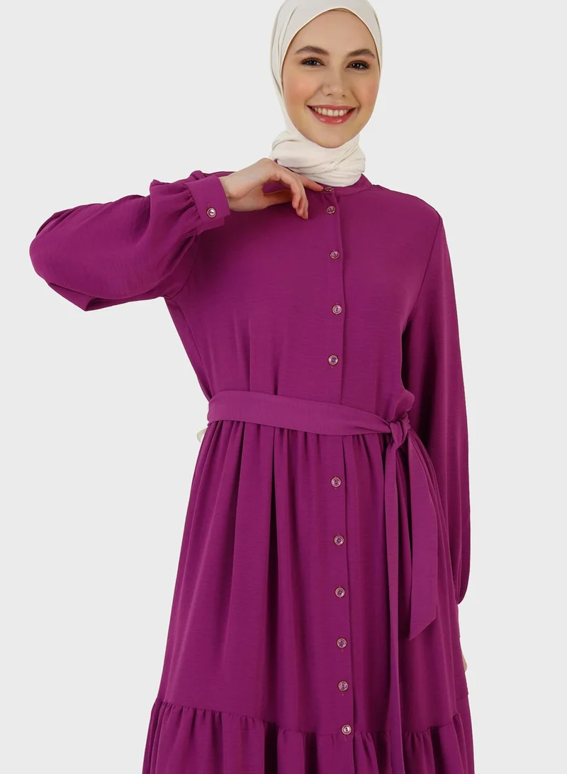 Refka by modanisa Tiered Belted Dress