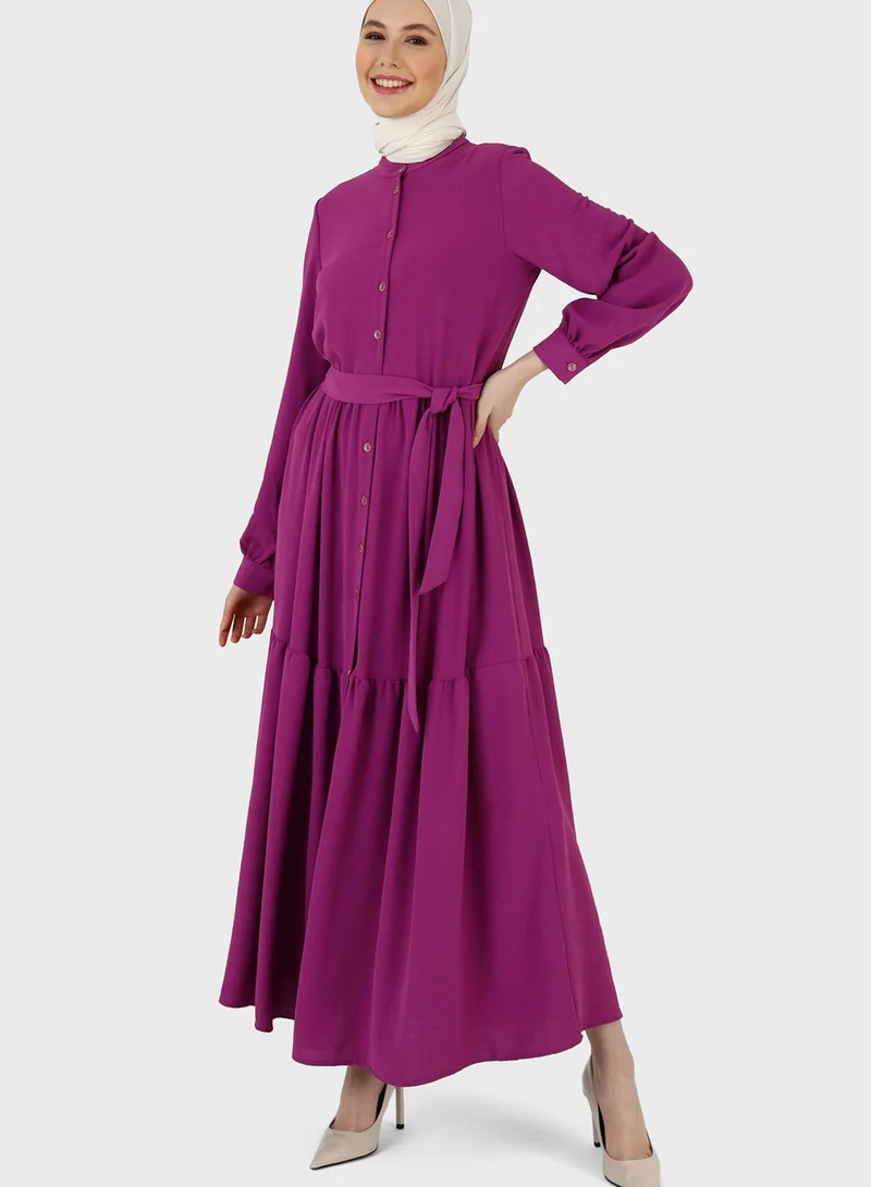 Refka by modanisa Tiered Belted Dress