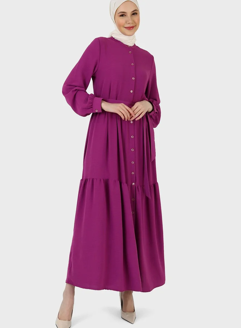 Refka by modanisa Tiered Belted Dress