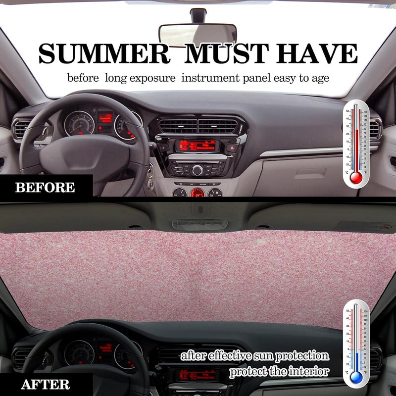 Woanger Pink Glitter Texture Windshield Sun Shade Foldable Car Front Window Covers for Car Accessories Sun Heat UV Rays Visor Protector Protection for Universal Cars SUV Truck - Image 3