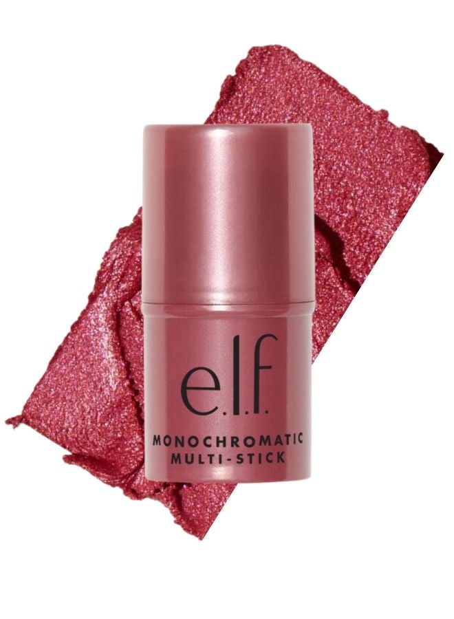 إلف قلم إي.إل.إف. مونوكروماتيك متعدد الاستخدامات - لون التوت اللامع | قلم أحمر خدود، أحمر شفاه، وظلال عيون متعدد الاستخدامات بقوام كريمي يتحول إلى بودرة، غني بزبدة الشيا وفيتامين هـ - 4.4 غرام - Image 1