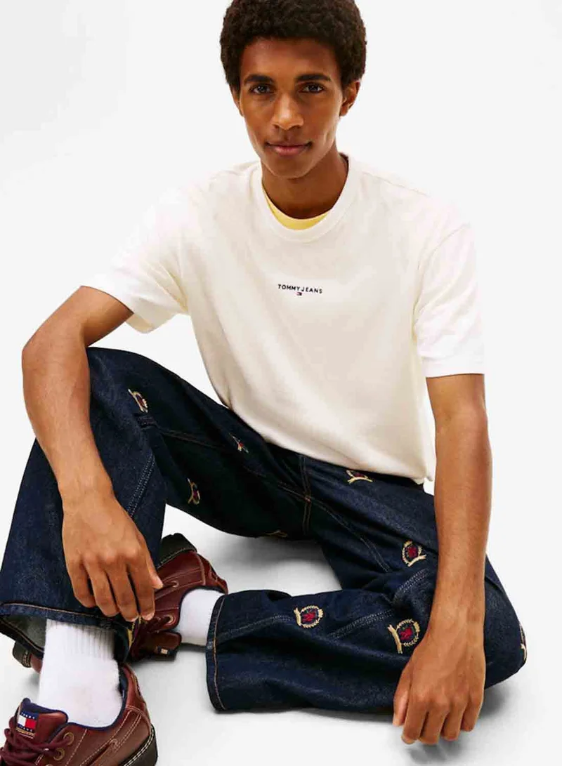 TOMMY JEANS  Linear Logo Embroidery Relaxed T-Shirt for Men | Best Price UAE