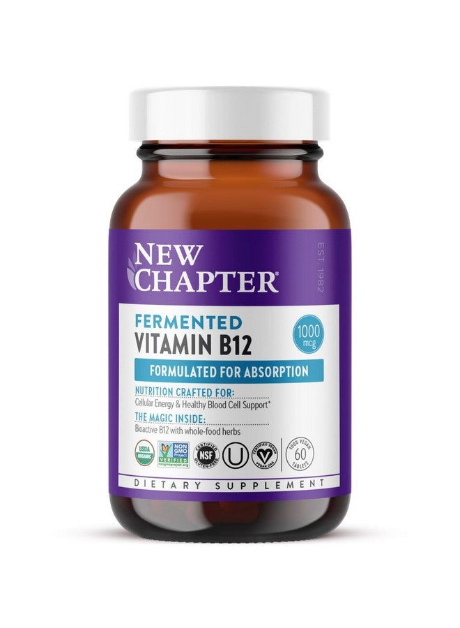 New Chapter Fermented Vitamin B12 1,000 mcg, USDA Organic, ONE Daily for Cellular Energy + Healthy Blood Cells, Certified Vegan, Gluten Free - 60 Count - Image 1