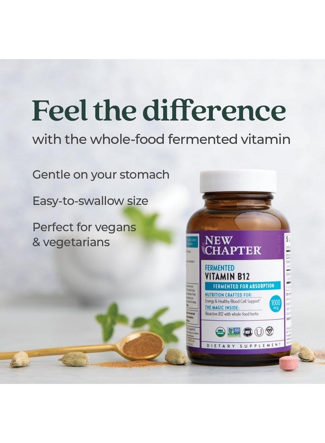 New Chapter Fermented Vitamin B12 1,000 mcg, USDA Organic, ONE Daily for Cellular Energy + Healthy Blood Cells, Certified Vegan, Gluten Free - 60 Count - Image 4