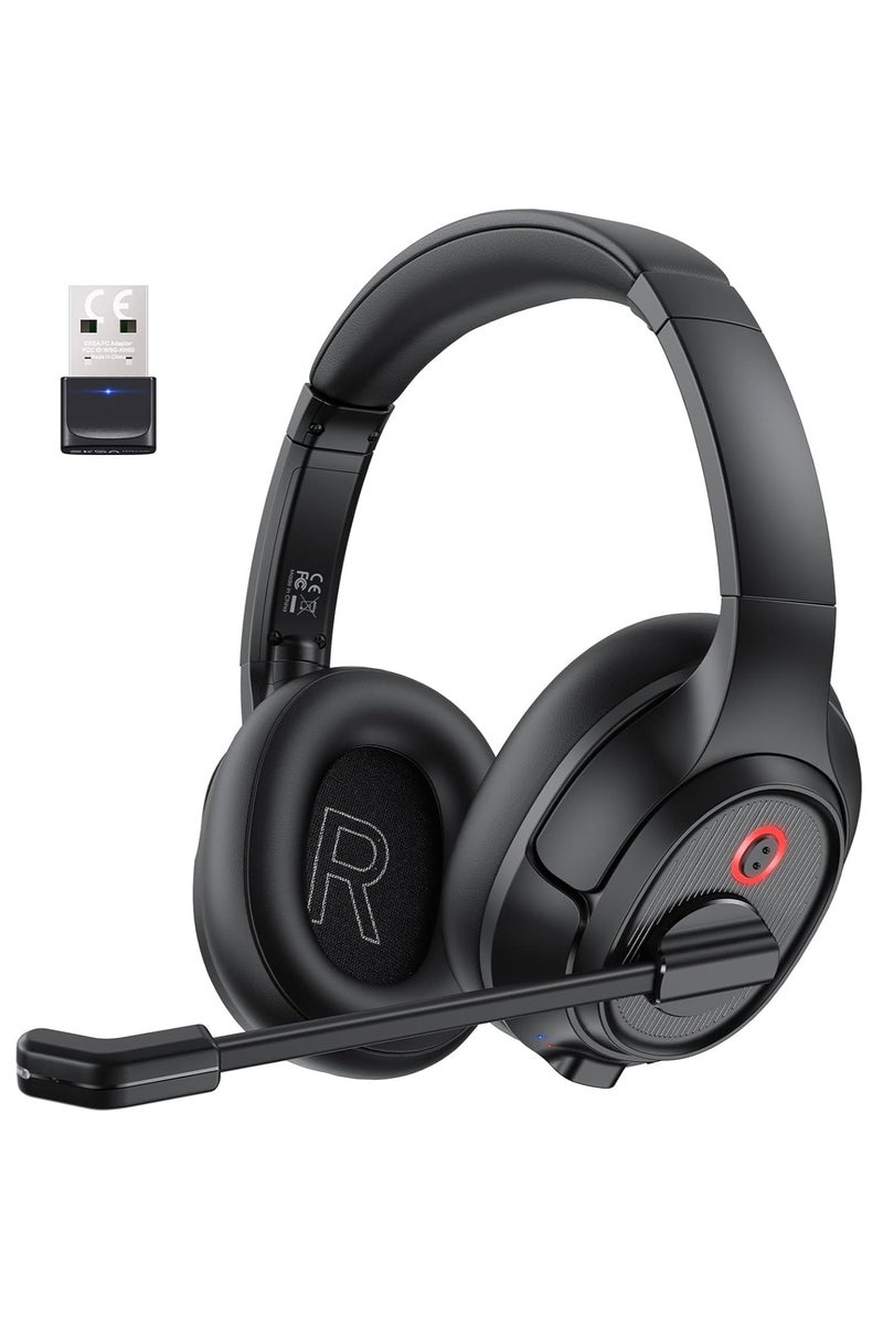 إكسا سماعة رأس بلوتوث للكمبيوتر - سماعة لاسلكية مع ميكروفون مزود بالذكاء الاصطناعي لإلغاء الضوضاء المحيطة - مع مستقبل USB 2.4 جيجا هرتز - بطارية تعمل حتى 55 ساعة - تصميم مريح للأذن للعمل في المكتب أو على الكمبيوتر المحمول أو مكالمات الزووم - Image 1