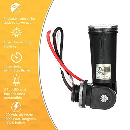 Woods 59413 59413WD Outdoor Conduit Lighting Control With Photocell and Swivel Mount (Hardwired; Black); 1 Count (Pack of 1) - Image 3