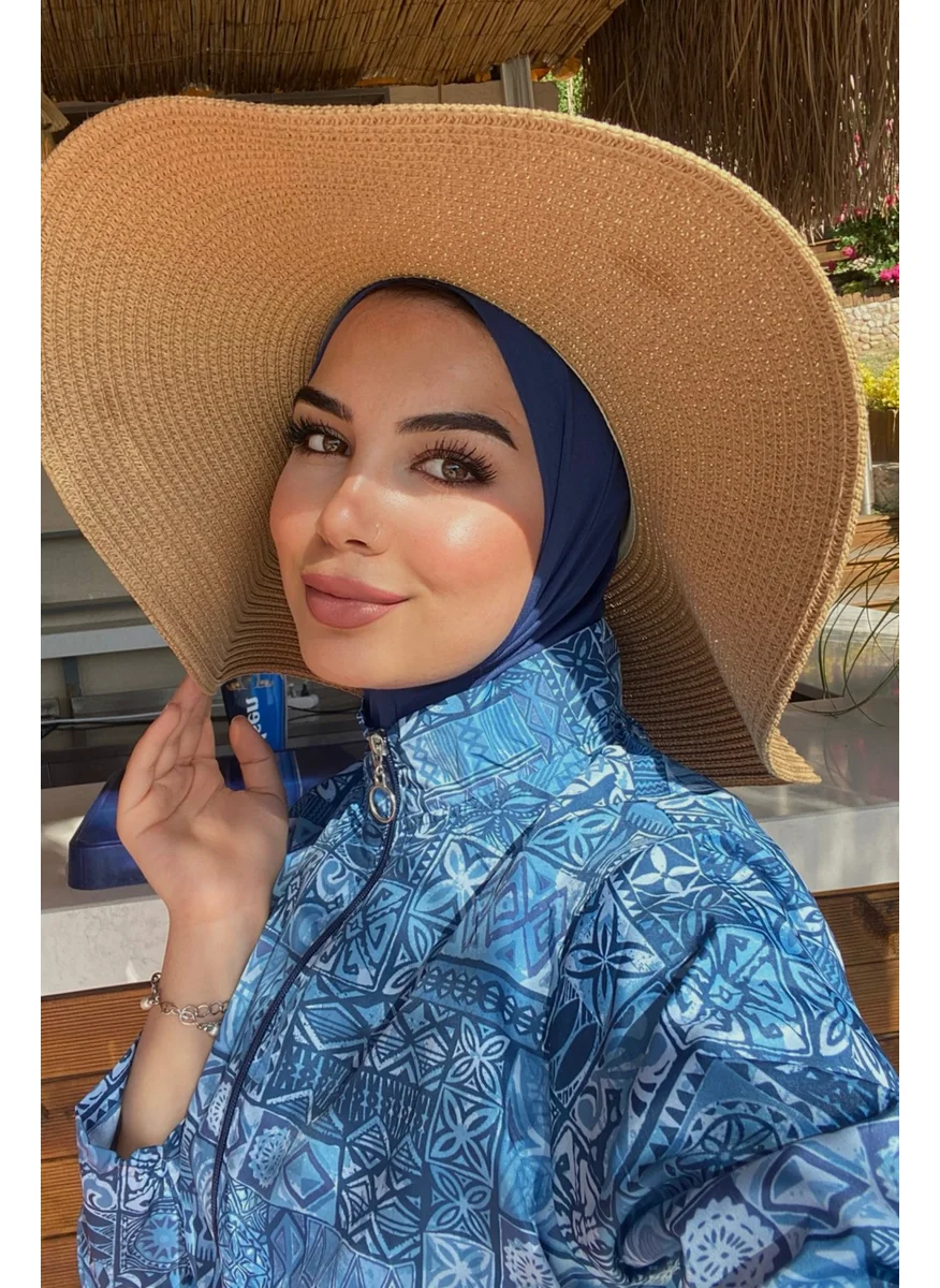 Remsa Mayo Remsa Swimsuit Parachute Fully Covered Hijab Swimsuit Tile Pattern R040 Rabia