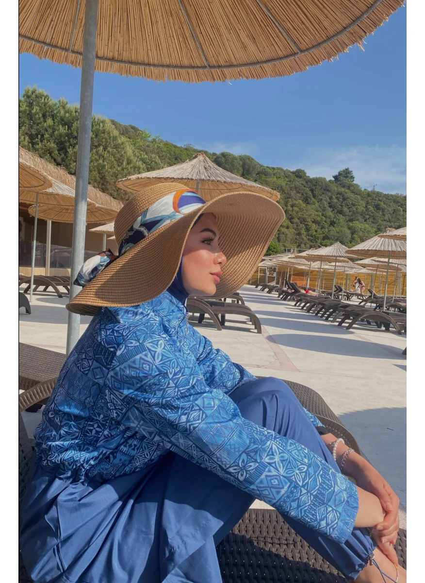 Remsa Mayo Remsa Swimsuit Parachute Fully Covered Hijab Swimsuit Tile Pattern R040 Rabia