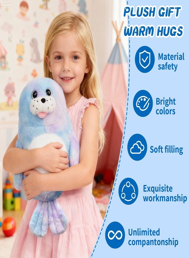 وسادة DYBFONO Chubby Blob Seal، وسادة قطيفة ناعمة متعددة الألوان على شكل فقمة، ألعاب حيوانات محشوة على شكل محيط لمحبي المحيط، هدية فريدة للأطفال. (19.69 بوصة). - Image 4