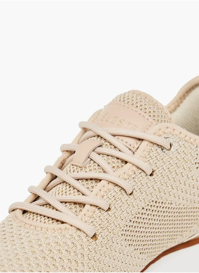 Celeste Women's Mesh Textured Sneakers with Lace-Up Closure