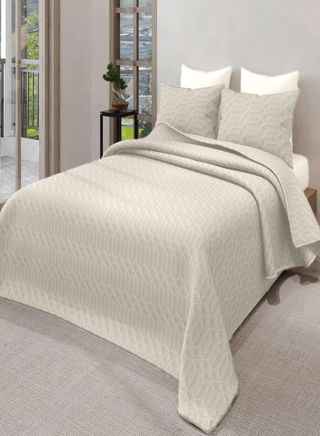 LABHAM® Azure King Size Bedcover Set - 300GSM Ultra Sonic Quilted, (90"x108") Super Soft, Durable, Easy Care, Bedspread with 2 Pillow Covers & Storage Bag (Bone) - Image 1