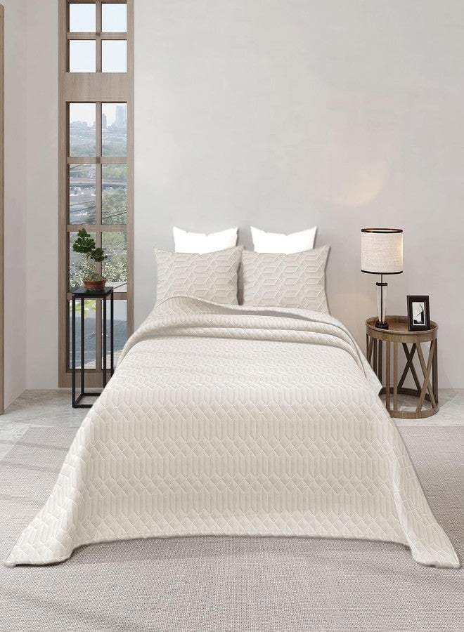 LABHAM® Azure King Size Bedcover Set - 300GSM Ultra Sonic Quilted, (90"x108") Super Soft, Durable, Easy Care, Bedspread with 2 Pillow Covers & Storage Bag (Bone) - Image 2