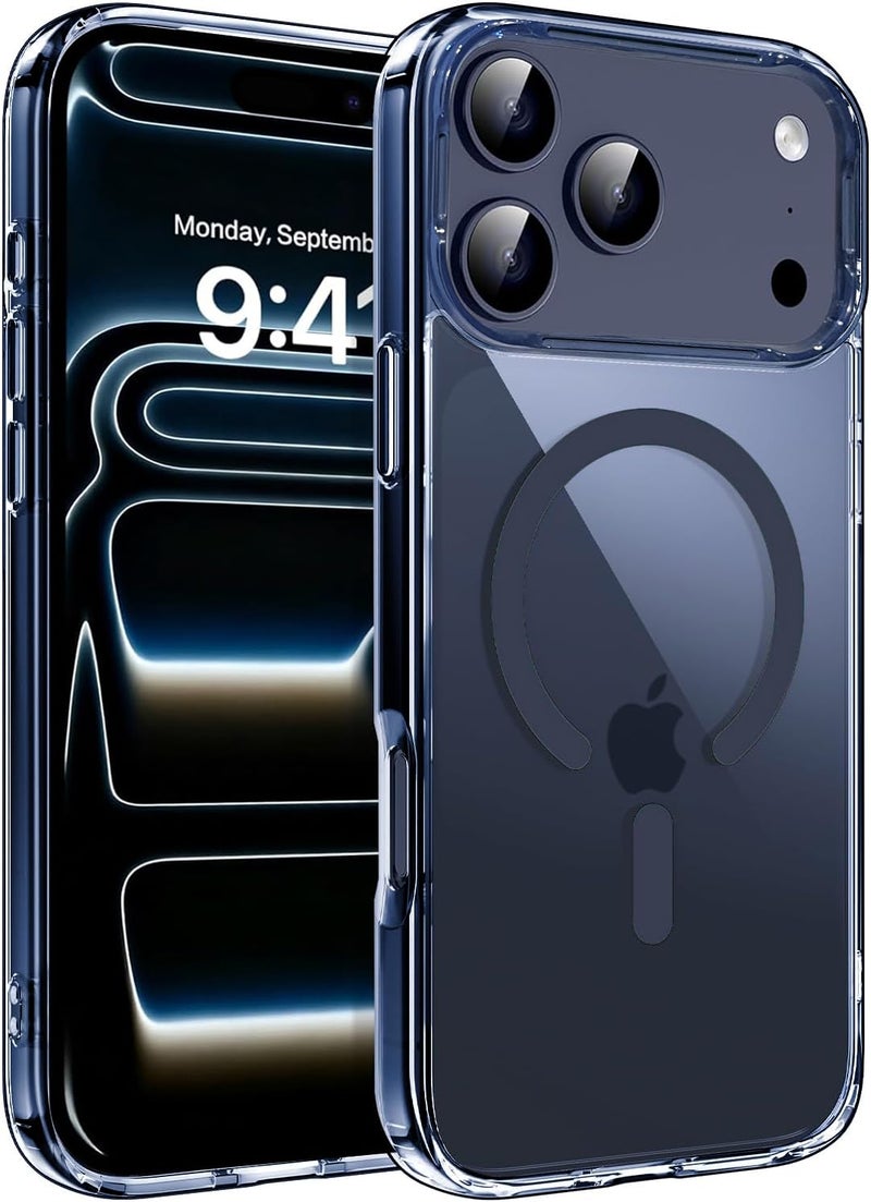 VONZEE Translucent Clear Back Cover Compatible with (iPhone 17 Pro Case)(2025), PC Shockproof Scratch Resistant, Non-Yellowing, Support Mag-Safe Wireless Magnetic Charging - Blue|6.3'' - Image 1