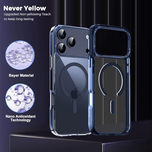 VONZEE Translucent Clear Back Cover Compatible with (iPhone 17 Pro Case)(2025), PC Shockproof Scratch Resistant, Non-Yellowing, Support Mag-Safe Wireless Magnetic Charging - Blue|6.3'' - Image 3