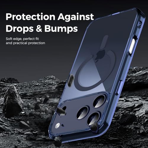 VONZEE Translucent Clear Back Cover Compatible with (iPhone 17 Pro Case)(2025), PC Shockproof Scratch Resistant, Non-Yellowing, Support Mag-Safe Wireless Magnetic Charging - Blue|6.3'' - Image 5