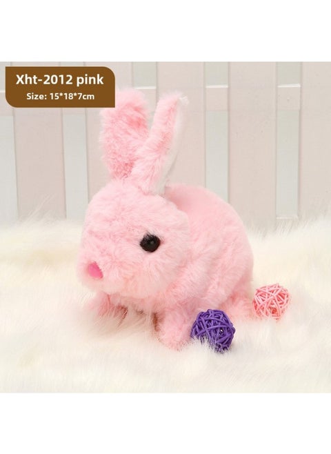 Shake The Sound Of Electric Plush Rabbit Small White Rabbit Cute Will Call Will Jump Twist Bottom Simulation Plush Stall Supply-Color:Xht-2012 Pink (classic Style)