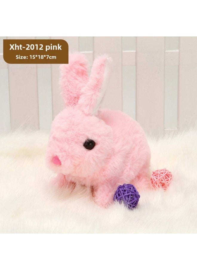 Shake The Sound Of Electric Plush Rabbit Small White Rabbit Cute Will Call Will Jump Twist Bottom Simulation Plush Stall Supply-Color:Xht-2012 Pink (classic Style)  - Image 1