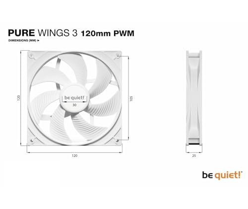 be quiet! Pure Wings 3 120mm PWM White Fan | High top-end Speed | Low Minimum RPM | Optimized Fan Frame | Extraordinary air Pressure | White | BL110 - Image 4