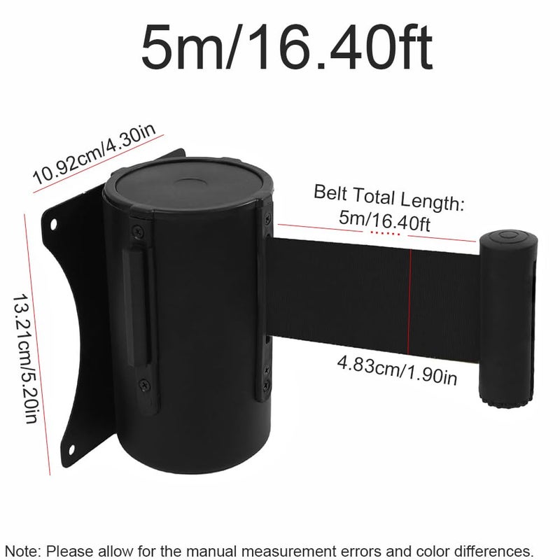 Retractable Belt Barrier Wall Mount 5 Meters Black Steel Case - Image 3