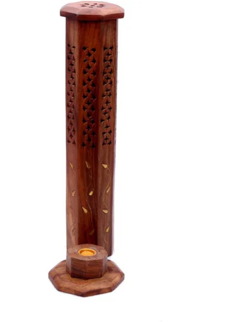 QUESERA Wooden And Brass Agarbati Holder Stand  - Image 2