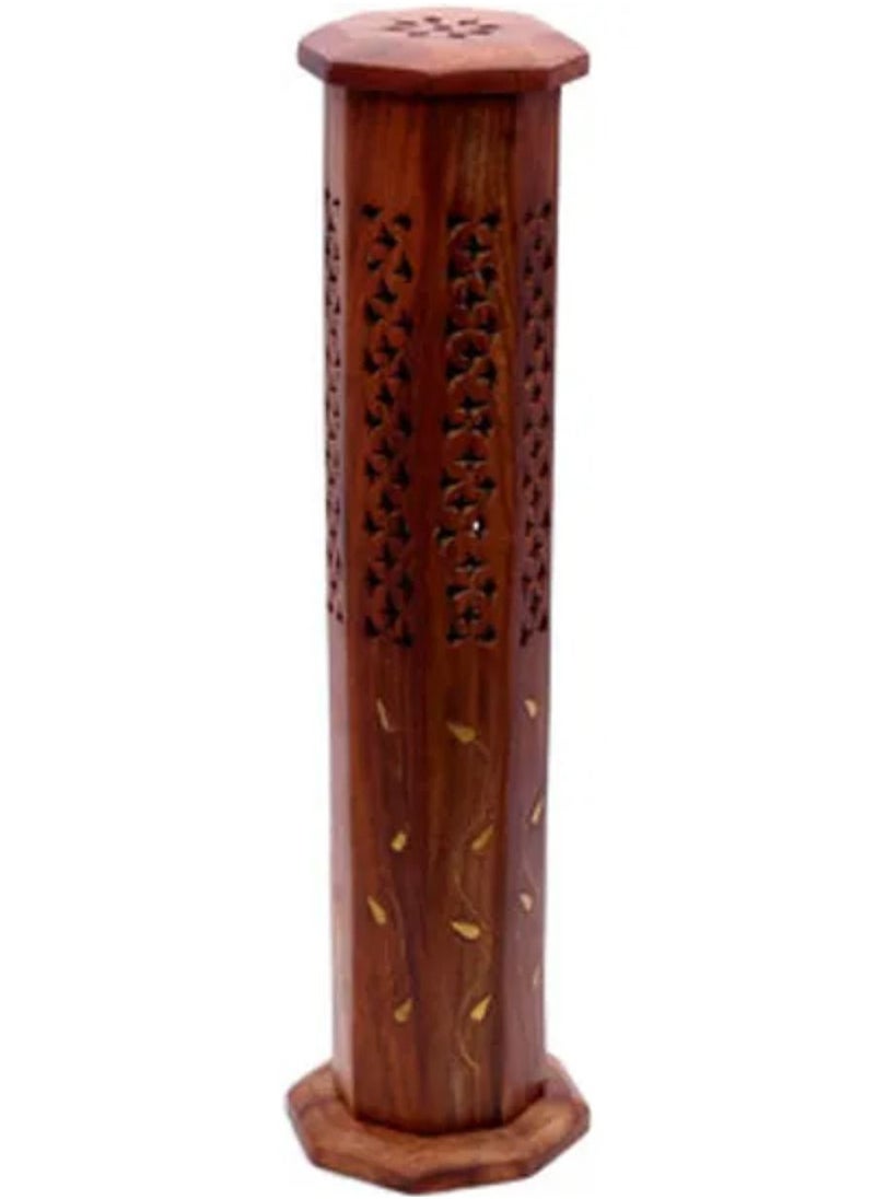 QUESERA Wooden And Brass Agarbati Holder Stand  - Image 1