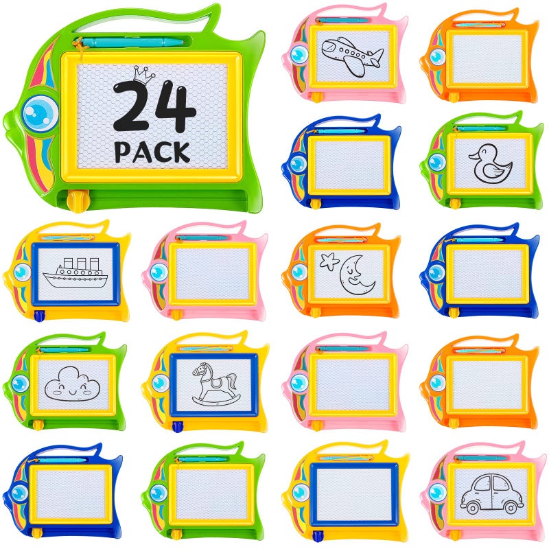 Epakh 24 Pcs Mini Magnetic Drawing Board for Kids Erasable Doodle Board Tablet Colorful Sketch Writing Pad for Classroom Rewards Prizes Birthday Party Favors Goodie Bag Stuffers - Image 2