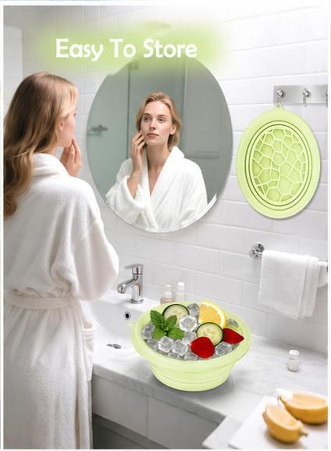 AMIRATE Ice Facial Bowl | Facial Cold Plunge | Collapsible Bowl For Face Ice Bath with Built-In Icetray | Facial Ice Therapy for Acne Relief and Pore Shrinking, Cold Therapy for Home, Travel & Parties (LIME GREEN) - Image 5