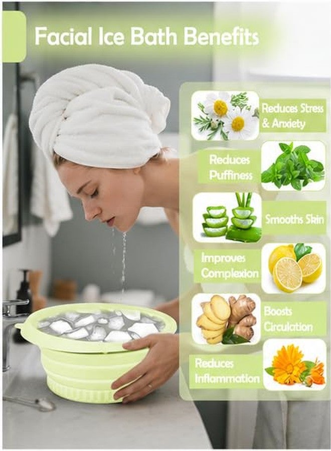 AMIRATE Ice Facial Bowl | Facial Cold Plunge | Collapsible Bowl For Face Ice Bath with Built-In Icetray | Facial Ice Therapy for Acne Relief and Pore Shrinking, Cold Therapy for Home, Travel & Parties (LIME GREEN) - Image 4