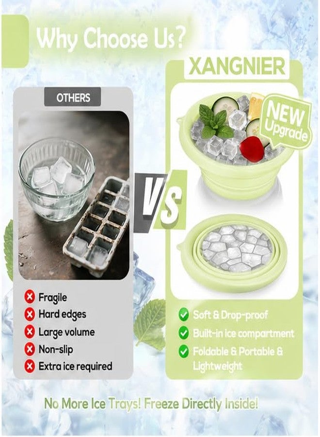 AMIRATE Ice Facial Bowl | Facial Cold Plunge | Collapsible Bowl For Face Ice Bath with Built-In Icetray | Facial Ice Therapy for Acne Relief and Pore Shrinking, Cold Therapy for Home, Travel & Parties (LIME GREEN) - Image 2