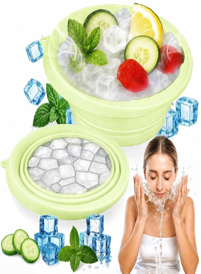AMIRATE Ice Facial Bowl | Facial Cold Plunge | Collapsible Bowl For Face Ice Bath with Built-In Icetray | Facial Ice Therapy for Acne Relief and Pore Shrinking, Cold Therapy for Home, Travel & Parties (LIME GREEN) - Image 1
