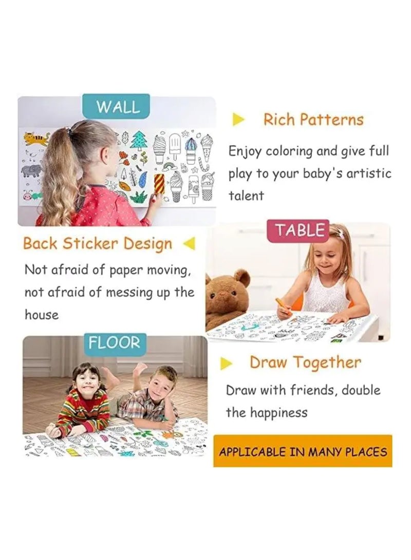 W4YOU Children’s wall-sticker painting drawing roll colouring paper picture for kids, paper early educational toys 300x30 cm long roll (Lovely Princess) set children Art Toys. - Image 2