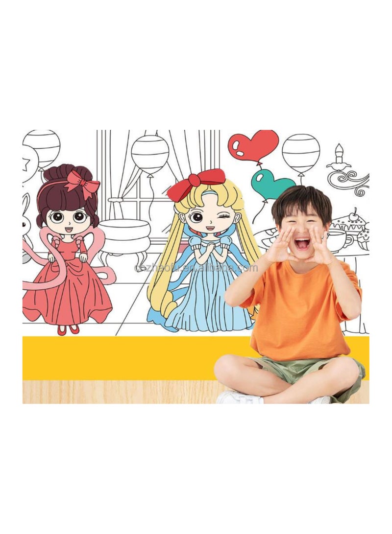W4YOU Children’s wall-sticker painting drawing roll colouring paper picture for kids, paper early educational toys 300x30 cm long roll (Lovely Princess) set children Art Toys. - Image 3
