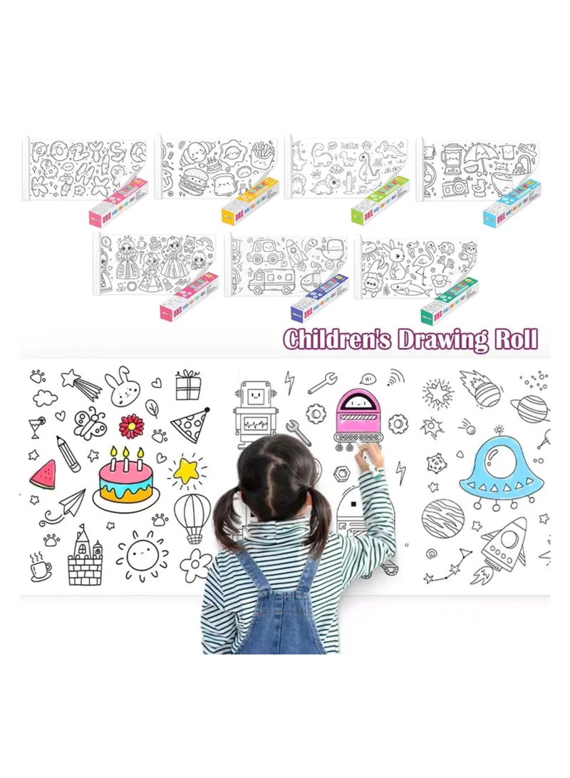 W4YOU Children’s wall-sticker painting drawing roll colouring paper picture for kids, paper early educational toys 300x30 cm long roll (Lovely Princess) set children Art Toys. - Image 4