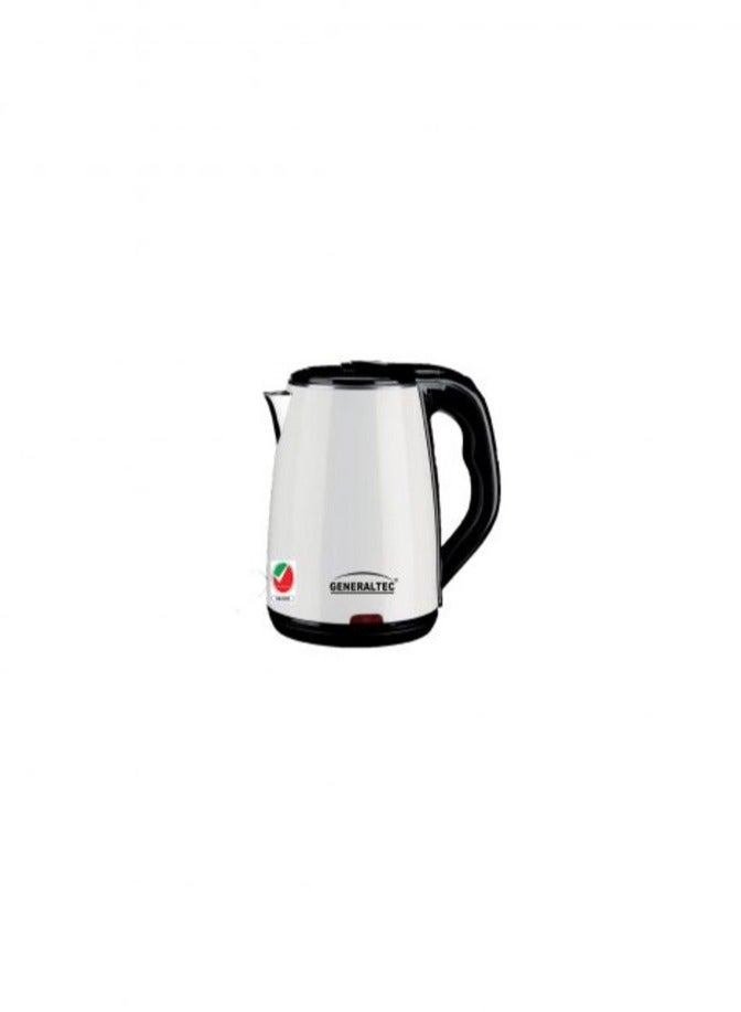 Generaltec 1.8L Stainless Steel Cordless Electric Kettle – Model GEK220 | 1500W | Cool Touch Body | Auto Shut-Off | Boil-Dry Protection | 1-Year Warranty 1.8 L 1500 W GEK220 White