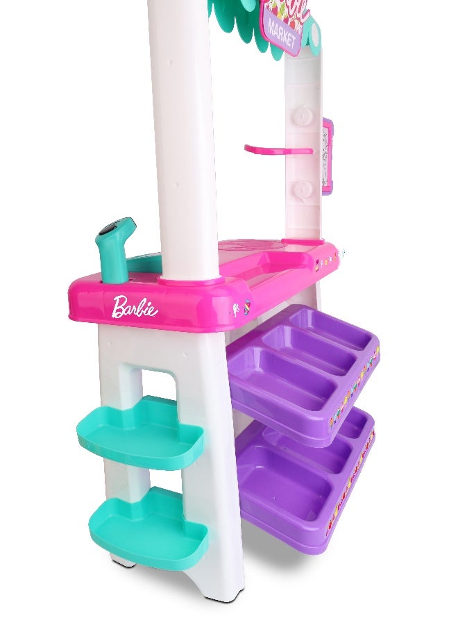 Barbie Supermarket Playset with Light & Sound, 55 Accessories, Scanner, Cash Register, Food Items & Credit Card, Kids Shopping Role-Play Toy - Image 5